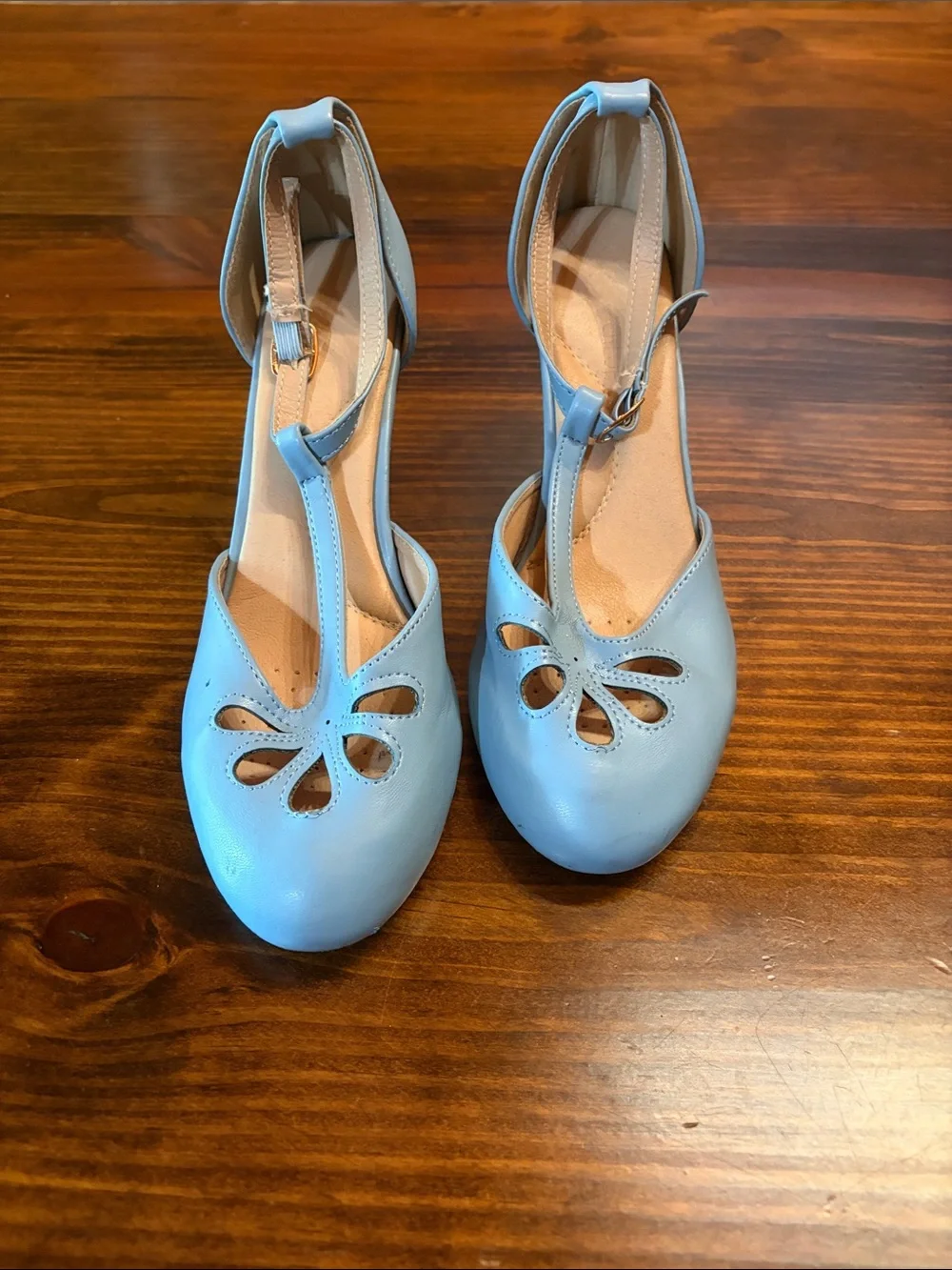Blue Leather Mary Jane Character Heels